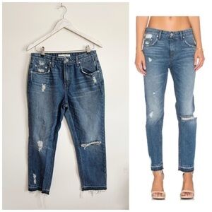TULAROSA Bella Boyfriend Slim Jeans Distressed Raw Hem Size 27 Women’s